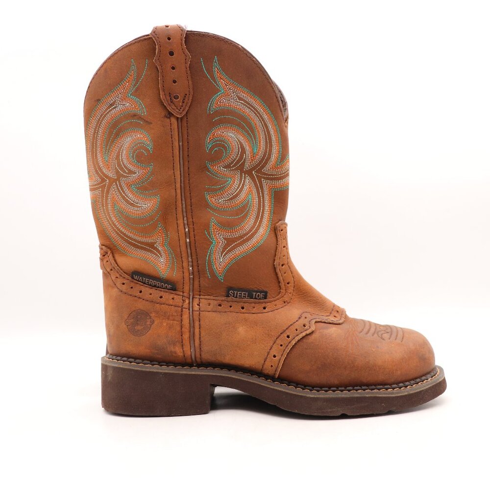 Justin Gypsy Wanette Brown Leather Steel Toe Women's 7.5 B Cowboy Western Boots